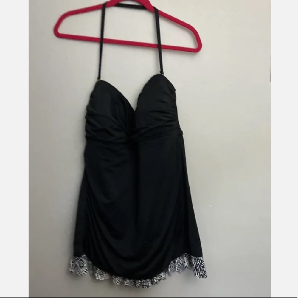 7-4 ANA black swimsuit one piece ruffle dress 20w